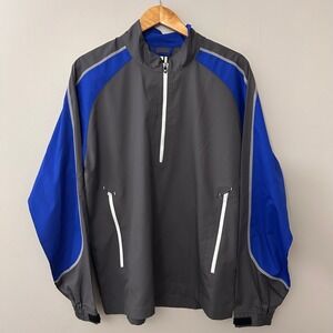 FootJoy FJ Mens M Golf 1/2 Zip Windbreaker Pullover Jacket Gray Blue Zip Pocket